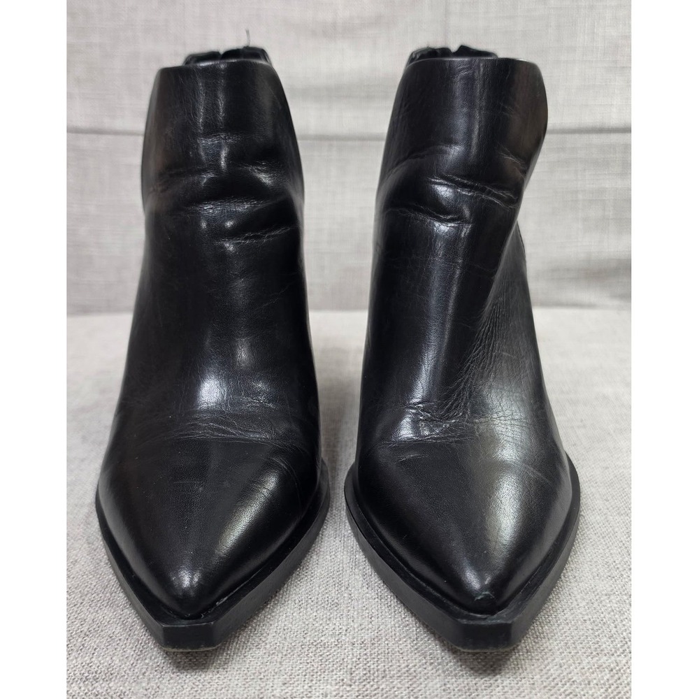 Vince Camuto Gigietta Black Leather Pointed Toe Block Heel Booties Size 8M